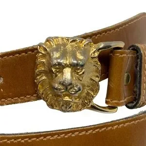 Vintage Anne Klein Gold Lion Buckle Tan Rope Belt Vintage Anne Klein Goldtone Stretchy Metal Ladies main image 2